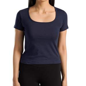 Camiseta Deportiva Personalizada para Mujer, Cuello Redondo, Manga Corta, Ajustada, Elástica, Informal, para Gimnasio, Yoga, Fitness, Suave y Transpirable - Product Image 1