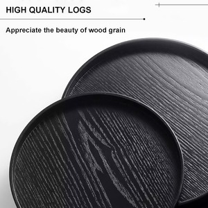 Bandeja de Servir Multiusos de Madera Maciza, Bandeja Grande Decorativa para Té, Café y Desayuno en Color Negro - Product Image 2