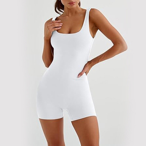 จั๊มสูทโยคะสีขาวลายริบบิ้นสำหรับผู้หญิง ช่วยกระชับหน้าท้อง ชุดออกกำลังกายแบบชิ้นเดียว ผ้าไม่บางจนมองทะลุได้ - Product Image 2