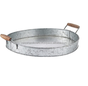 Rustic Farmhouse Oval Serving <b>Tray</b> Galvanized Metal for Home <b>Office</b> Party Wedding Spa Serving Jumbo Serving <b>Tray</b> - Product Image 6