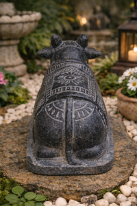 Estatua de Nandi de Mármol Negro Hecha a Mano, Escultura Religiosa de Piedra al por Mayor - Product Image 4