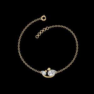 Bracelet exquis en or rose massif 14 carats avec accents de diamants, bijoux pour femmes, cadeau élégant pour mariage, fiançailles, romantique - Product Image 2