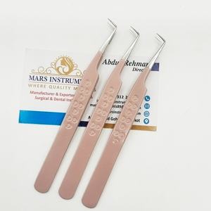90 Degree Stainless Steel Pink Heart Design Solid Eyelash Extensions <b>Tweezers</b> High Quality - Product Image 1