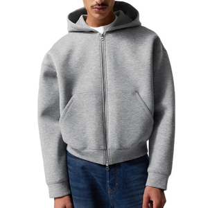 Heavyweight Custom logo Boxy <b>Cropped</b> Fit Plain Fitting Causal Printing Blank Sweatshirt Streetwear Fashion for <b>Men</b> Zip up Hoodie - Product Image 5