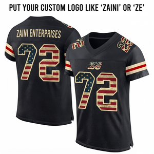 เสื้อฟุตบอลอเมริกันชาย พรีเมียม 220 GSM ผ้าโพลีเอสเตอร์ตาข่าย สีดำ คาร์บอน พร้อมแผงตัดต่อสีตัดกัน  รับสกรีนโลโก้ ชื่อ และหมายเลขตามสั่ง - Product Image 1