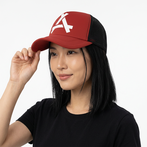 Casquette Trucker en Maille Rouge avec Logo Lettres Blanches, Fermeture à Double Boucle, Style Sportif, Idéale pour l'Extérieur Printemps-Été, Unisexe Décontracté - Product Image 6