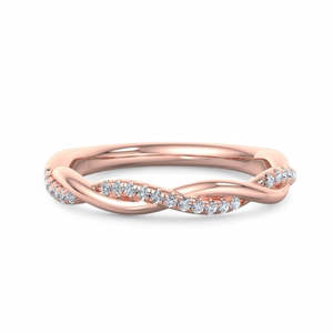 Anillo Infinito Trenzado con Diamantes Cultivados en Laboratorio, Banda de Diamantes Pavé, Oro de 14K/18K, Diseño de Cuerda Apilable, Anillo de Boda para Mujer - Product Image 3