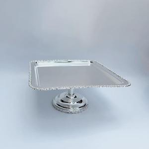 ฐานวางเค้กดีไซน์หรูหราเคลือบเงินพร้อมขอบคริสตัล เหมาะสำหรับตกแต่งบ้าน งานแต่งงาน และงานเลี้ยงวันเกิด - Product Image 5