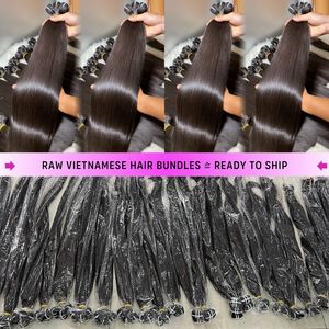 Extensions de cheveux humains vietnamiens non traités droits os de couleur noire soyeuse super brillante prêts à expédier vierge 12A - Product Image 6