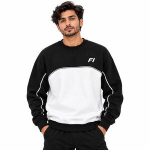 Sudadera Personalizada para Hombre con Cuello Redondo, Paneles en Contraste, Corte Regular, Felpa de Algodón, Logotipo Personalizado, Proveedor de Ropa al por Mayor - Product Image 1