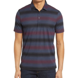 Polo de Manga Corta para Hombre, Cuello a Rayas, Estilo Casual, Azul Marino, Rojo Vino, Negro, Diseño de Punto, Corte Regular - Product Image 2