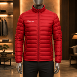 Vente en gros – Nouvelle veste d'hiver décontractée pour homme, modèle 2026, design unique, rouge, en duvet, col montant, fermeture éclair, coupe-vent, en polyester - Product Image 1