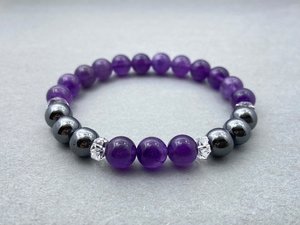 Star Vintage Luxury 14K Gold Plated Sterling Silver Amethyst Beaded Strand Hand Carved Women's <b>Bracelet</b> October Birthstone Gift - Product Image 1