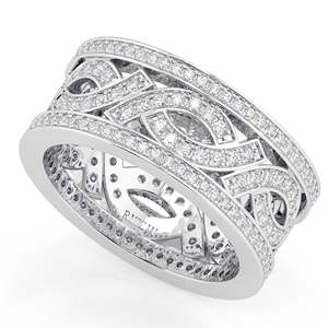 Bague de mariage éternelle en or blanc pour femme, sertie de diamants de laboratoire taille ronde, élégante et lourde - Product Image 1