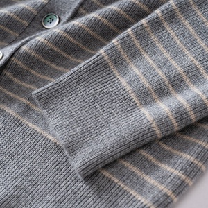 Factory Direct Sale High Quality Women's Single Breasted Round Neck Striped Knitted <b>Cardigan</b> for Autumn Season - Product Image 6