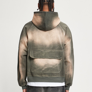 Sweat à capuche vintage 100 % coton de haute qualité pour homme, effet vieilli et délavé à l'acide, poids lourd - Product Image 1