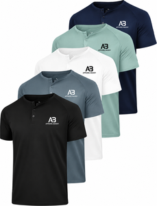 Camiseta de Manga Corta para Hombre, Marca AMY, 100% Algodón, Casual, Sólida, Transpirable, Corte Regular, Personalizable con Logotipo Bordado en la Parte Delantera, Venta al Por Mayor - Product Image 1