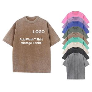 Camiseta Personalizada para Hombre, Lavada al Ácido, Estilo Vintage, 100% Algodón, Talla Grande, Impresión DTG, Etiqueta Privada OEM, Venta al Por Mayor - Product Image 1