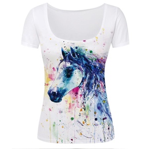 Camiseta de punto de estilo informal ecológico de alta calidad para mujer 2018, estampado Digital de moda, 100% algodón, característica antibolitas - Product Image 2