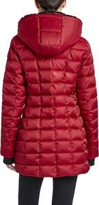 Chaqueta acolchada 3/4 para mujer, impermeable, ecológica, transpirable, con capucha con ribete de piel sintética, ropa de abrigo de invierno, larga. - Product Image 3