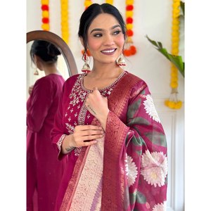 Conjunto de ropa de fiesta de diseño talla XL superior e inferior con aspecto elegante Dupatta - Product Image 2