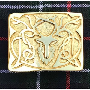 Boucle de ceinture de kilt écossais classique la plus vendue, tête de cerf, finition dorée, boucle de ceinture de kilt des Highlands, tête de cerf - Product Image 3