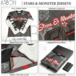 Magliette a doppio strato da uomo personalizzate con stampa sublimatica, grafica stelle e mostri, a maniche lunghe, stile streetwear, di un buon fornitore. - Product Image 6