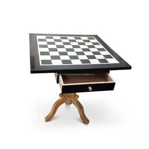 Luxury Wooden <b>Chess</b> <b>Table</b> Set with Storage Drawer Premium Black and White <b>Chess</b> <b>Board</b> Furniture for Home Game Room Office Decor - Product Image 4