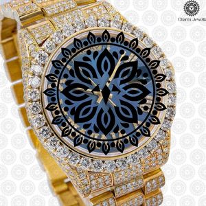 Charm_Jewells Luxury Gold <b>Watch</b> 38mm Diamond Encrusted Sapphire Crystal Analog Quartz Women's Folding Clasp - Product Image 1