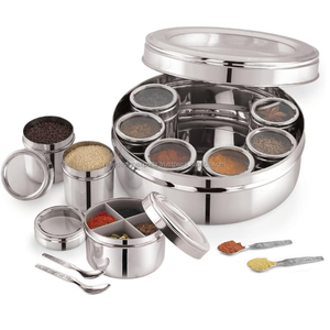 Sleek Pantry <b>Spice</b> <b>Storage</b> System - Stackable Stainless Steel Tins with Transparent Viewing Lids - Product Image 1