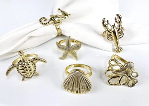 Anillo para Servilletas con Diseño de Concha Dorada y Patrón Texturizado para Decoración de Mesa, Temática de Playa, Bodas y Eventos Elegantes - Product Image 4