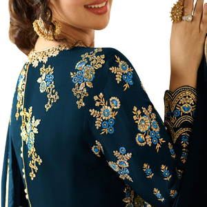 Nouvelle collection Robe de soirée pour femme en dentelle de haute qualité, broderie élégante, 100% coton, manches longues, motif uni, style pakistanais - Product Image 2