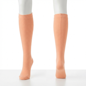 Premium 180 GSM Cotton Polyester Blend <b>Women</b> Scrub <b>Socks</b> Peach Custom Embroidery Print Woven Logo OEM ODM <b>Compression</b> Fit - Product Image 1