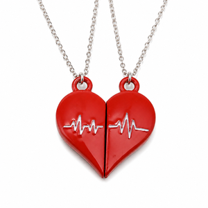 Collana Romantica con Ciondolo a Forma di <span class=keywords><strong>Cuore</strong></span> Spezzato in Lega, 2 Pezzi, per Regalo di Fidanzamento ODM - Product Image 1
