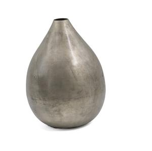 Jarrón Nórdico de Metal Plateado en Forma de Lágrima |   Maceta Grande de Estilo Antiguo con Acabado Cepillado |   Jarrón Decorativo de Metal para Vestíbulo de Hotel de Primera Calidad, Venta al por Mayor - Product Image 1