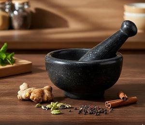 Juego de mortero y pilón de mármol de grado comercial para moler grandes cantidades de hierbas, especias, semillas e ingredientes - Product Image 2