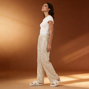 Pantalones de Lentejuelas de Moda para Mujer, Estilo Hip Hop, Ecológicos, Cintura Elástica, Pierna Ancha, Brillantes y Modernos para Todos, ¡Oferta! - Product Image 6