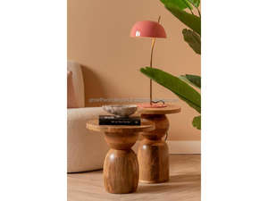 Mesa Auxiliar Moderna de Madera, Mesa Decorativa Compacta para Sala de Estar y Dormitorio, Taburete Decorativo de Madera Maciza, Mesa Auxiliar Pequeña - Product Image 3