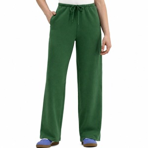Pantalones Anchos de Forro Polar Rosa para Mujer, Cintura Media, Corte Regular, Largos, con Cordón, Color Sólido, Estilo Veraniego, Desgastados - Product Image 6