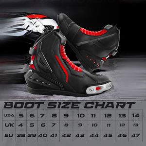 Chaussures de moto pour hommes, bottes de course en cuir imperméables à la cheville, semelle antidérapante, chaussures longues imperméables - Product Image 3