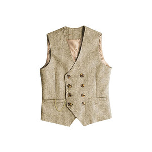 Gilet formel bleu clair pour homme, col en V, simple boutonnage, couleur unie, tissé, pour costumes - Product Image 6