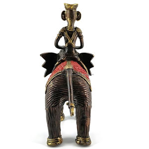 Elefante de latón Tribal de bronce de 7,2 pulgadas hecho a mano con decoración de mesa temática de animales envejecidos de jinete de escultura de Metal DE LA India - Product Image 6