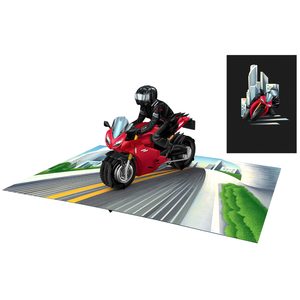 Custom Motorcycle Cityscape 3D Pop Up <b>Card</b> Digital Printed Wholesale Handmade Greeting <b>Card</b> Sports Theme Vietnam Manufacturer - Product Image 1
