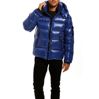 Chaqueta de Plumón de Ganso Brillante con Capucha para Hombre, Chaqueta Acolchada Personalizada con Logotipo, Chaqueta de Moda Urbana