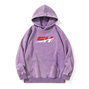 Sweat-shirt à capuche streetwear pour homme, délavé à l'acide, personnalisable avec broderie, en molleton de coton de qualité supérieure - Product Image 4
