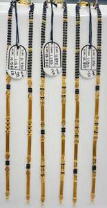 Exquisite 22K Yellow Gold Handcrafted Mangalsutra <b>Necklace</b> Featuring Traditional Black Beads and Ornate Gold Accents - Product Image 2