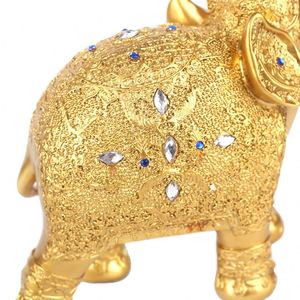 Thailand Golden Auspicious Mother and Child <b>Elephant</b> Resin Crafts Home Living Room TV Cabinet <b>Decoration</b> <b>Elephant</b> Ornaments - Product Image 2