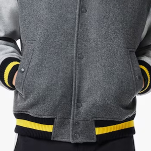 Factory Manufacture Men's Varsity Jacket Breathable V-neck Polyester/Cotton Winter Long Sleeves <b>Covered</b> <b>Button</b> Closure High - Product Image 4