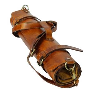 Genuine Leather Knife <b>Roll</b> Chef Storage <b>Bag</b> Culinary <b>Tool</b> Carrier Professional Kitchen Travel Case LKR-0301 - Product Image 1