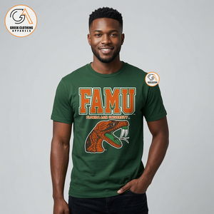 เสื้อยืดคอกลมแขนสั้นสีพื้นสำหรับผู้ชาย แบรนด์ Greek Clothing Apparel FAMU ผลิตจากผ้าเจอร์ซีย์คอตตอนอย่างดี ทรงปกติ เหมาะสำหรับใส่ในโอกาสที่เป็นทางการ เป็นมิตรต่อสิ่งแวดล้อม - Product Image 4
